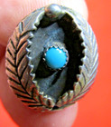 .800 SILVER TURQUOISE RING NAVAJO ZUNI  SW COWBOY WINGED NATIVE STYLE OLD  PAWN — photo 1