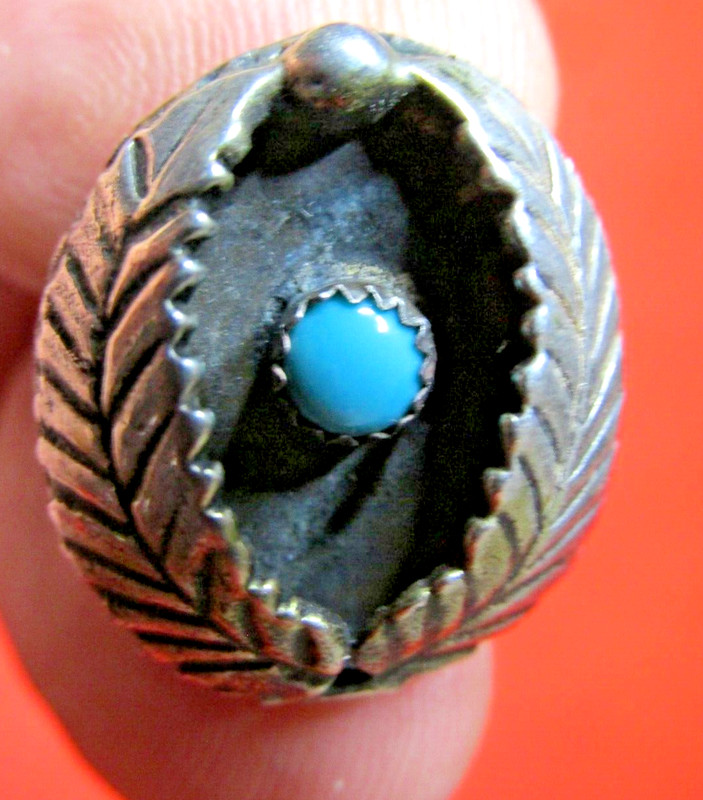 .800 SILVER TURQUOISE RING NAVAJO ZUNI  SW COWBOY WINGED NATIVE STYLE OLD  PAWN