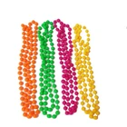 Set of 4 Fluorescent Neon Plastic Colour Bead Necklaces 80s Fancy Dress