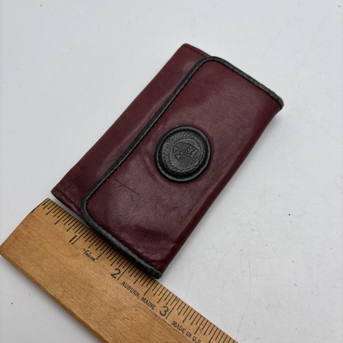 Vintage BUXTON Mini Wallet and Key Holder Tri-Fold Burgundy Leather Black Trim - Picture 9 of 22