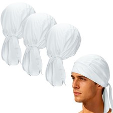 Cooling Rags Do Sweat Wicking, Solid Skull Caps Rag, 3 Pcs White