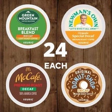 Keurig DECAF Variety Donut Shop, Premium Newmans Breakfast, 96 Count - Bulk Pack