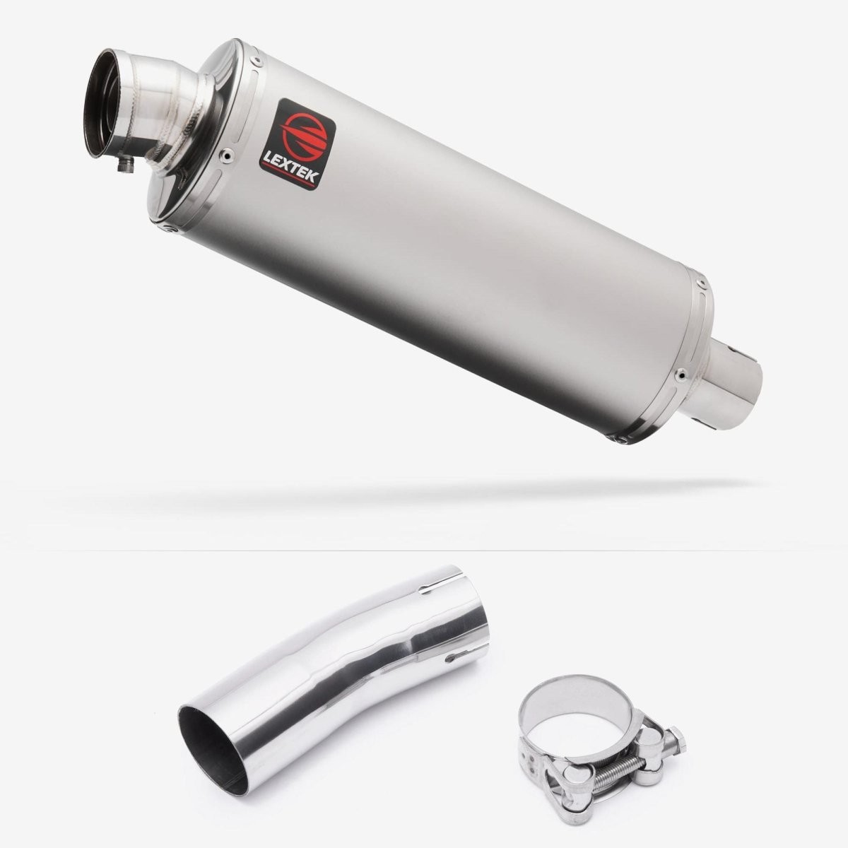 Lextek Stainless Steel OP1 Matt 350mm Exhaust with Link Pipe Silencer Polished