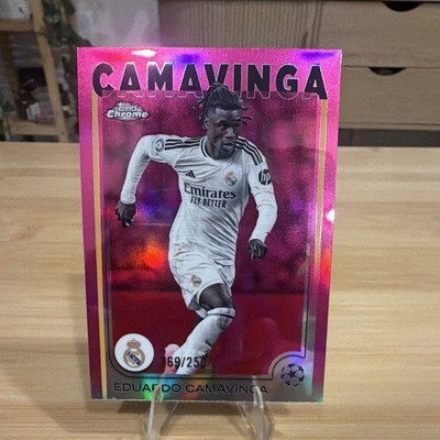 2024-25 Topps Chrome UEFA Eduardo Camavinga #93 Pink Refractor /250 Real Madrid