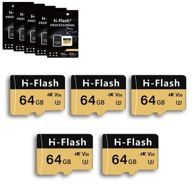 64GB TF Card U3 V30 4K - 5 Pack, Memory Card High Speed Up to 150MB/s, High S...
