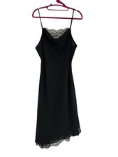 Donna Ricco Black Assemetrical Lace Trim Cocktail Dress - Sz 14 