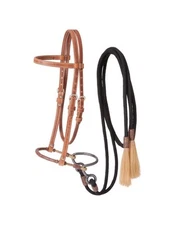 Tough 1 Headstall Harness Leather Bosal Cord Split Reins 53-9900