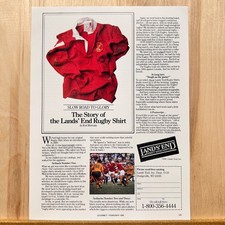 1990 Lands End Rugby Shirt Vintage Print Ad M...