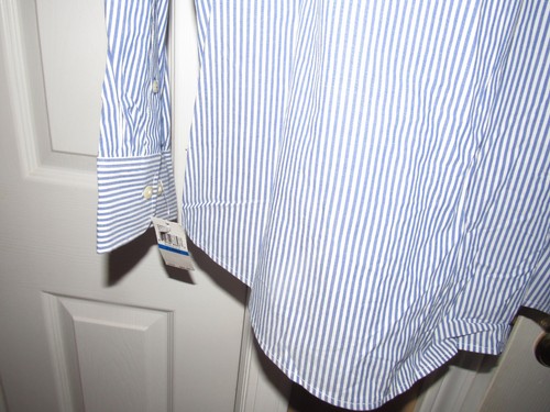 $60 Nuevo Con Etiquetas Nuevo IZOD Para hombres XL Camisa Abotonada Azul Blanco Rayas Elástico Natural - Imagen 4 de 5