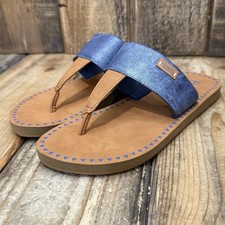 FLOJOS WOMENS US SIZE 6 SANDALS GRACE DENIM METALLIC