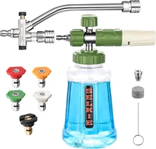 Foam Cannon with Double Tip Attachment,Adjustable Pressure Washer Foam Blaster w