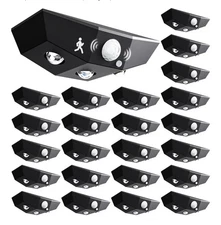 24 Pack Solar Fence Lights, Motion Sensor Outdoor Light with 3 Sided Lighting