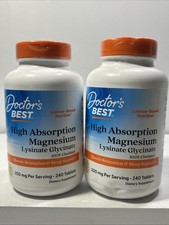 2 Sealed Doctors Best High Absorption Magnesium 100 Chelated, 240 Caps Each