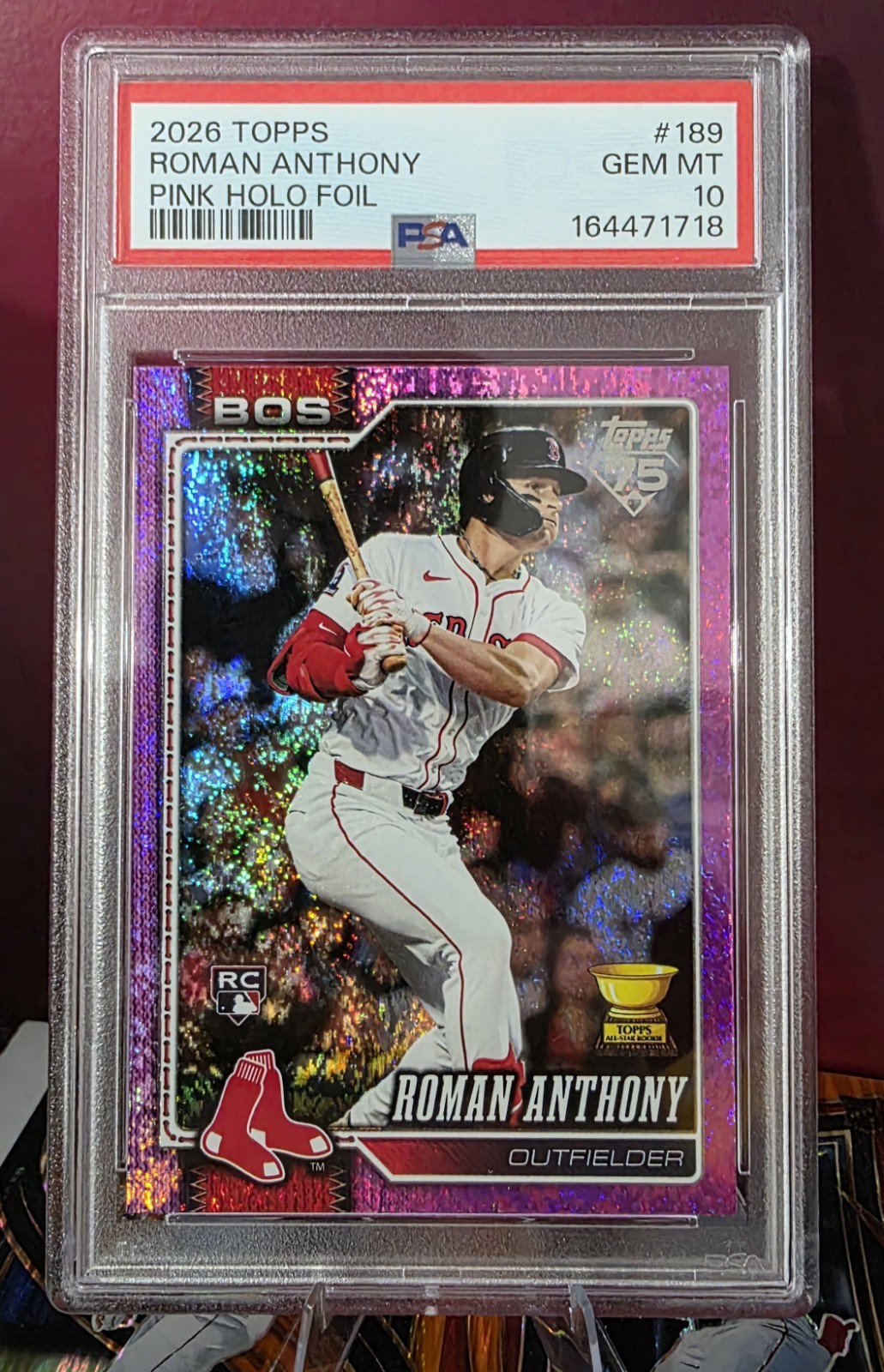 2026 Topps Series 1 Baseball Roman Anthony #189 Pink Holofoil (RC) Gem PSA 10