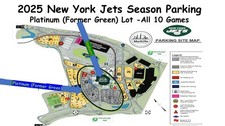 2025 New York Jets PLATINUM Full Season Parking Pass -  All 10 Games at MetLife