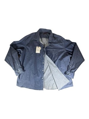 Untuckit Shirt Adult XXXL Navy Blue Indigo Dye Button Down Classic Fit Mens