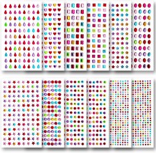 12 Sheet Gems Rhinestone Self Adhesive for Crafts Nail Face Body Festival Makeup