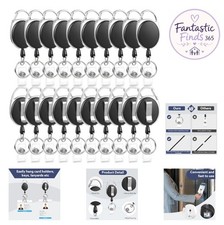 20 Pack Retractable Badge Reels Black Heavy Duty Carabiner Key Ring ID Card