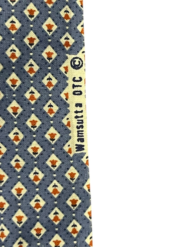 Vintage Wamsutta Cotton Fabric 2 Yards Blue Geometric Floral Print 43” Wide - Image 3 of 4