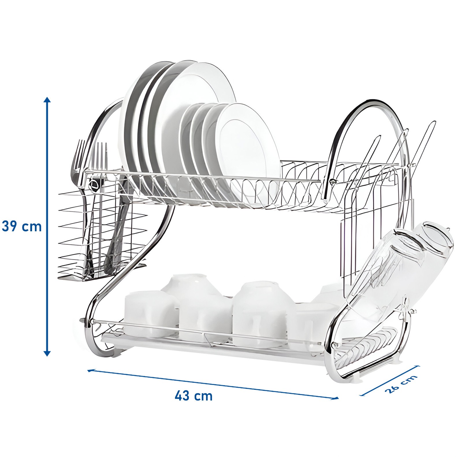 Egouttoir vaisselle Cheffinger rond en métal inoxydable avec double bac de séchage