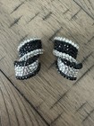 Vintage Linda Joyce Signed Black and Clear Rhinestone Clip On Earrings — photo 1