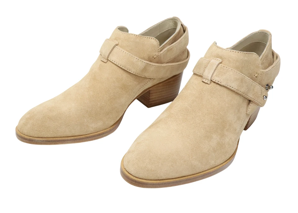 Rag & Bone Harley Boot Schuhe Damen (Eu) 38 Beige Suede Stiefeletten Blockabsatz - Bild 4 von 4