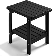 2-Tier Adirondack Square Side Table, 17" HDPE Outdoor Side Tables