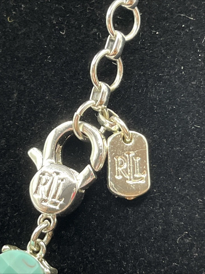 Collar Ralph Lauren Imitación Turquesa Tono Plateado Ajustable 18.5 Pulgadas J17 Foto 3 de 4