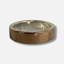 Anello Gucci da uomo a fascia con logo in argento sterling 925 misura 20