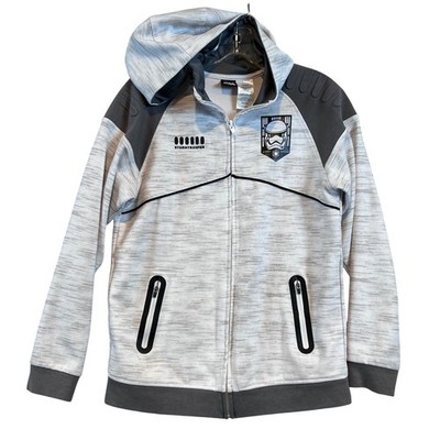 Star Wars First Order Stormtrooper Boy Gray Space Dye Zip Hoodie L 14/16 1613870