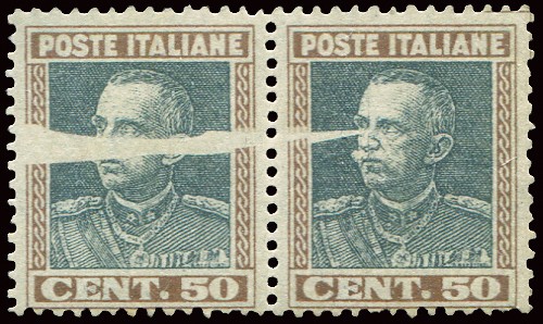 Parmeggiani Cent. 50 varietà coppia con stampa incompleta - Picture 1 of 1