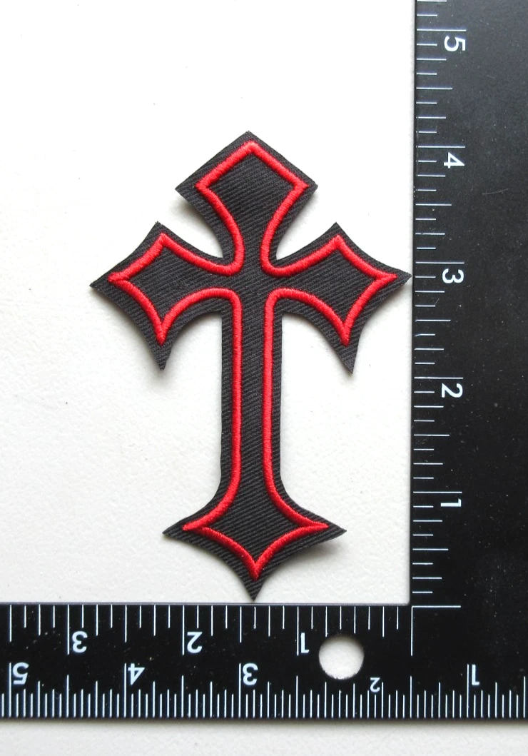Toppa Ricamata Croce Nera Gotica Ferro Su Emblema Nuovo