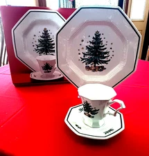 Nikko Christmastime 3 pc Set Dinner Plate, Cup & Saucer Christmas Tree