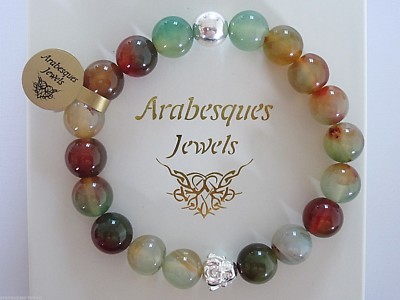 ARABESQUES 925 SILVER/AGATE STERLINA MILANO SPIRITUAL BUDDHA BRACELET/MALA/YOGA