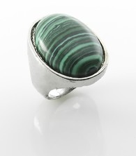 silver 925 plated ring set Malachite gemstone size 7.5  Gift Jewelry  Love