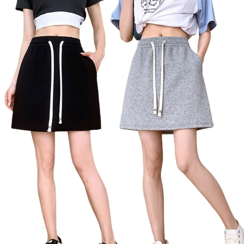 Cotton Soft Midi Women Summer Skirt Casual Elastics Skirts Waist