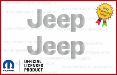 2x 1997 - 2006 JEEP Wrangler fender logo TJ side decals stickers Silver SJ3Y6 