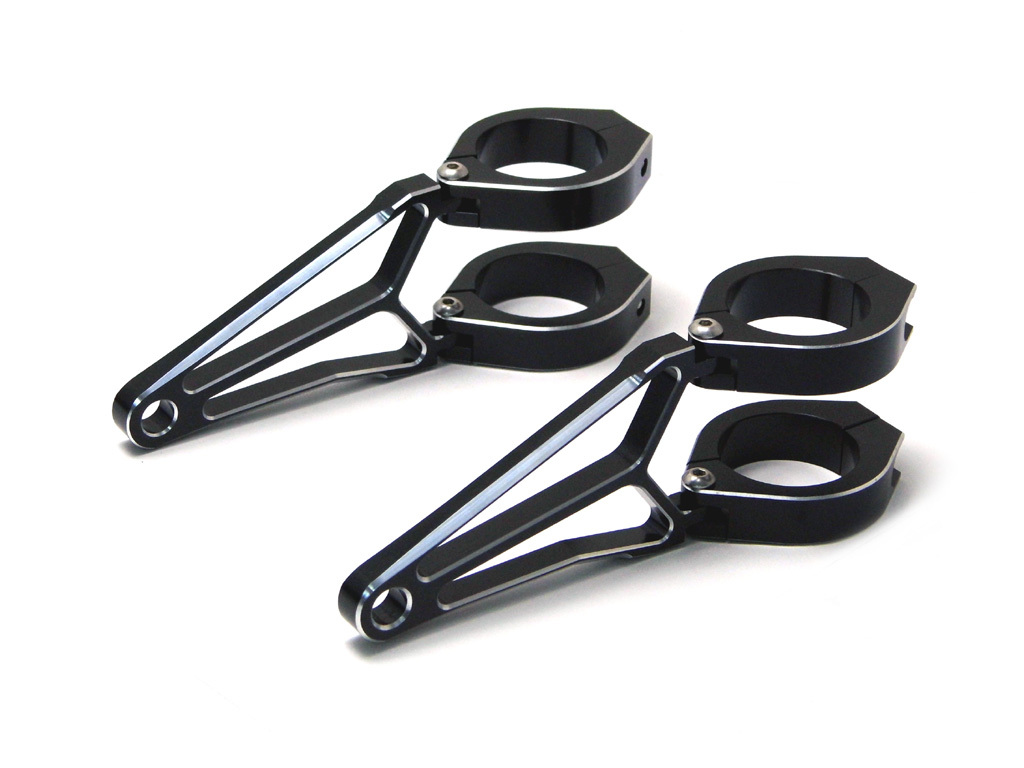 Headlight Brackets for Motorbike Project Black Fork Mounted - 53mm Black CNC