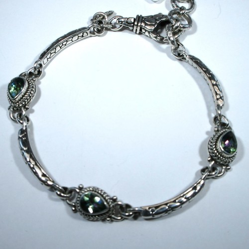 Sarda Sterling Silver & Bali Crush Mystic Topaz Wish Bracelet - Picture 3 of 7