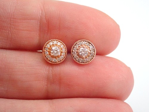 Aretes pequeños con racimo de halo de diamantes de oro rosa REGALO PERFECTO - Imagen 5 de 5