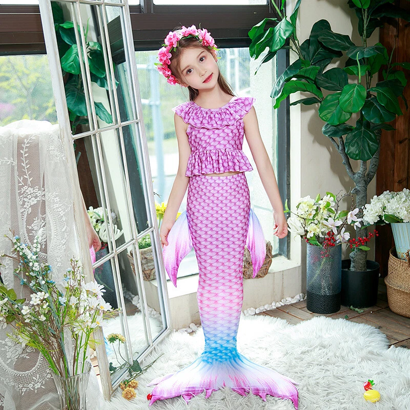 Mermaid Tails for Swimming Girls Bathing Suits Bikini 3 Pcs for 3