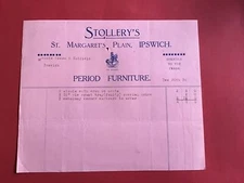 Stollery’s 1936 Period Furniture Ipswich   receipt  R34454