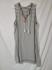 Ava & Viv striped swing dress black and white 2X