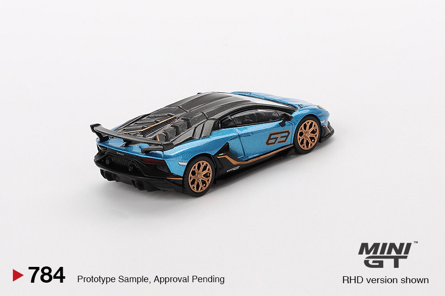 MINI GT LAMBORGHINI AVENTADOR SVJ 63 Blu Aegir #784 ~ 1/64