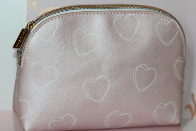 AUTHENTIC NEW PANDORA LOVE & HEARTS COSMETIC CASE PINK ZIP LINED 9X6X2 LTD ED