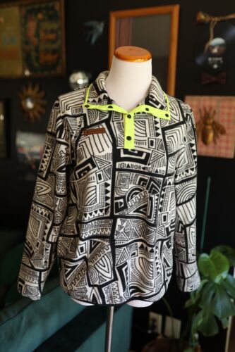 Obermeyer Boys L Boulder Fleece Jacket Fresh Prints Black/White/Neon 47018 - Afbeelding 1 van 11
