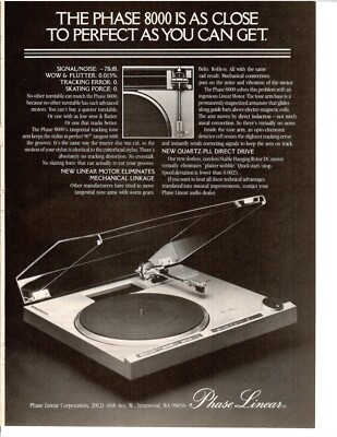 Vintage Phase Linear Phase 8000 Turntable ad - High Fidelity 11/1979