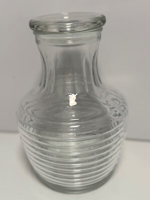 Vintage Anchor Hocking Ribbed Beehive Glass Juice Pitcher with Lid 9 