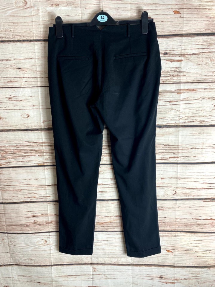 Womens size 10 28 inch leg trousers dress pants tapered black Mango
