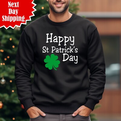 Happy St Patrick's Day Sweatshirt Printed Irish Shamrock Herren Langarm Pullover